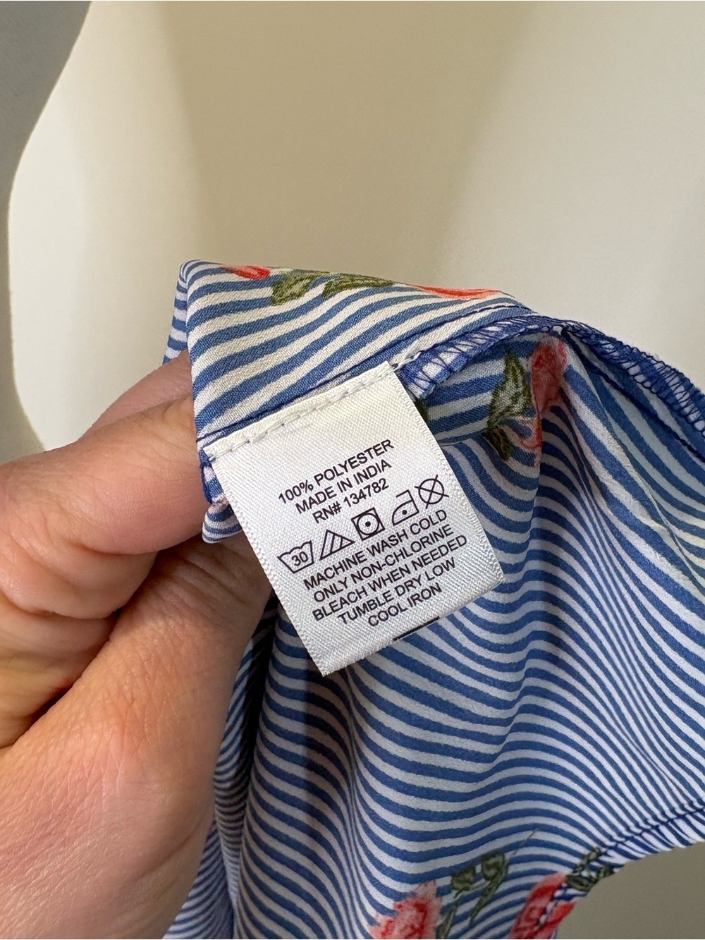 Hint of Blush Blue White Stripe Floral Cold Shoulder Ruffle Dress Size Large NWT - Picture 6 of 11